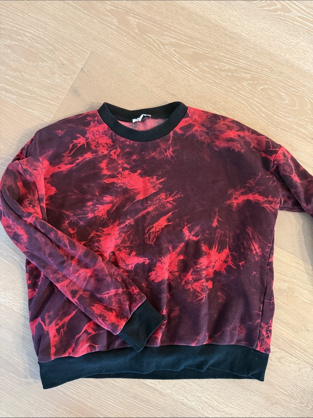 superdown Red and Black Tie-Dye Crewneck Sweater